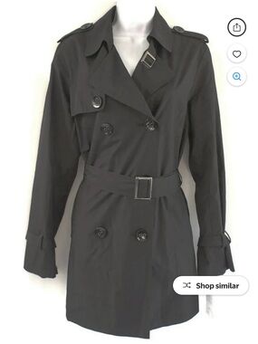 K Jordan Black Double-Breasted Trench Coat with Belt